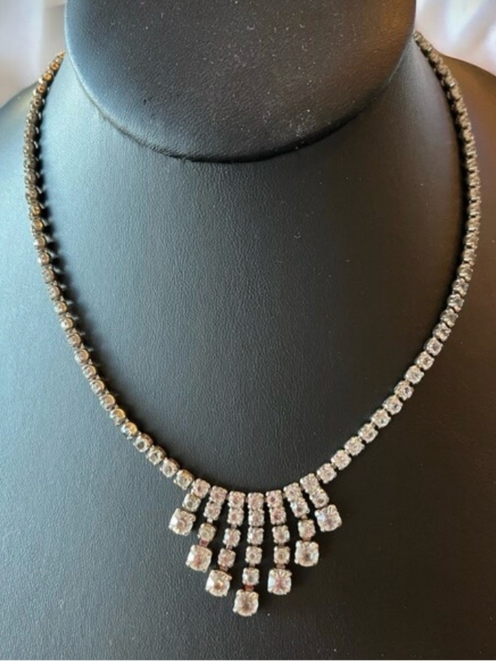 Vintage 1960’s White Crystal Fringe Necklace